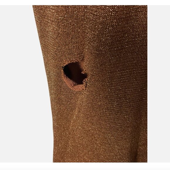 Ronny Kobo Dress Sheer Metallic Long-Sleeve Mock Neck Bronze Size XS *READ FLAW* - Picture 9 of 9